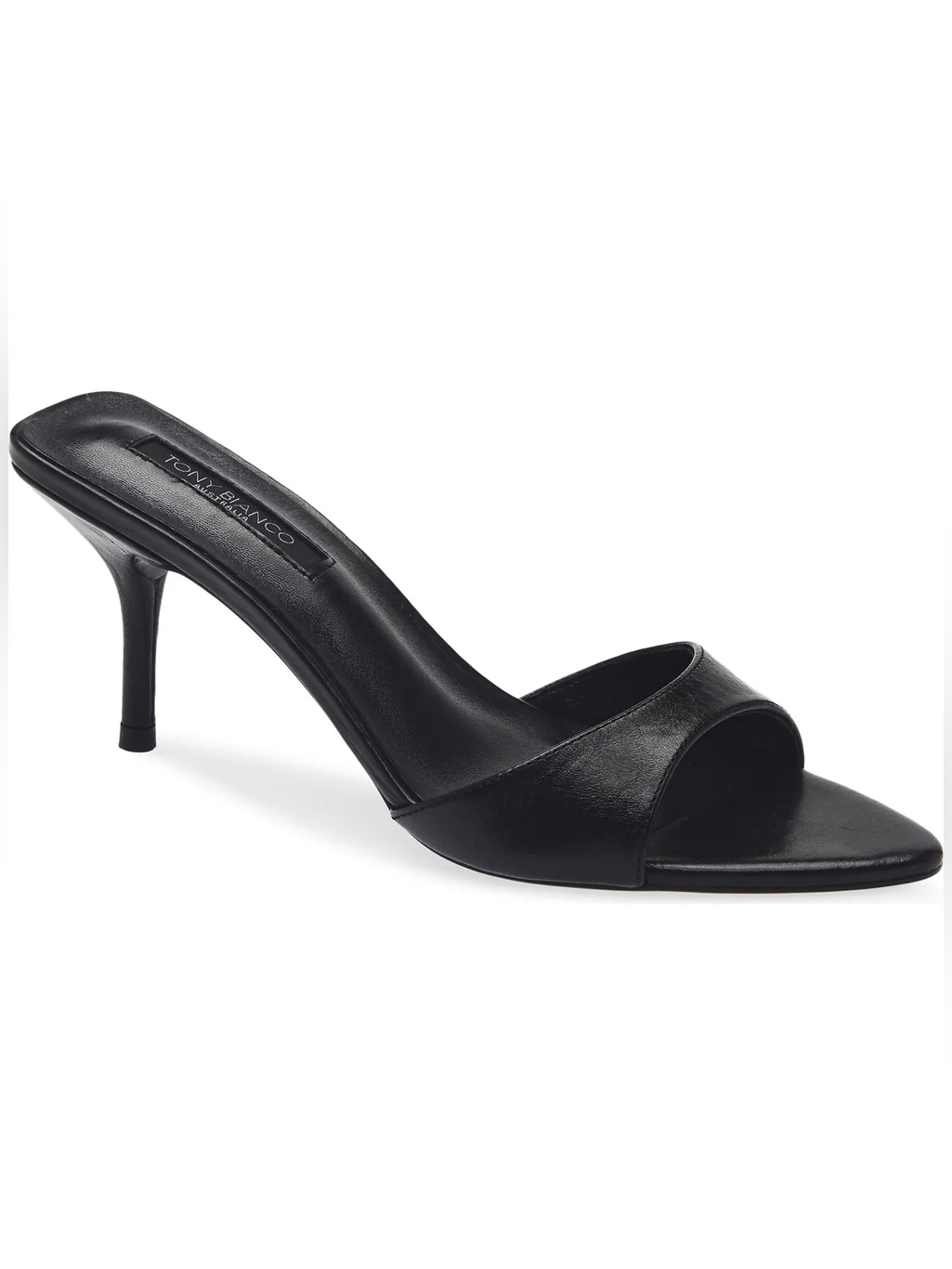 Tony Bianco Hallie Black Leather Pointed Toe Mule Heels Size 8.5 Nwob